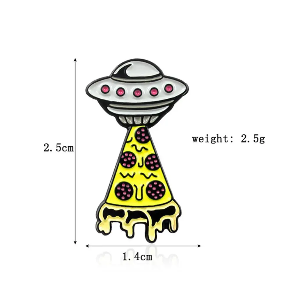 Милые Креативные забавные значки для пиццы НЛО лацкан эмаль инопланетяне