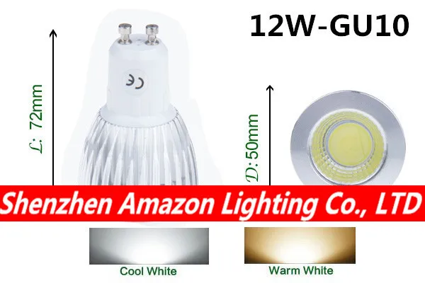 

1Pcs 12W GU10 AC 110V 220V 240V LED Spotlight Bulb High Power lamps COB Chips Super Brightness Pendant lights