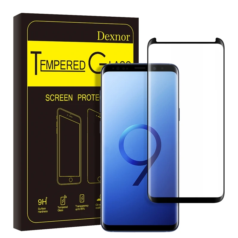 Для samsung Galaxy S9 плюс Экран пленка на весь экран с защитным закаленным Стекло черный