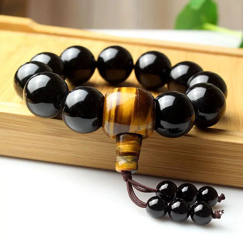 Браслет Будда из черного натурального кристалла подарок на день рождения для