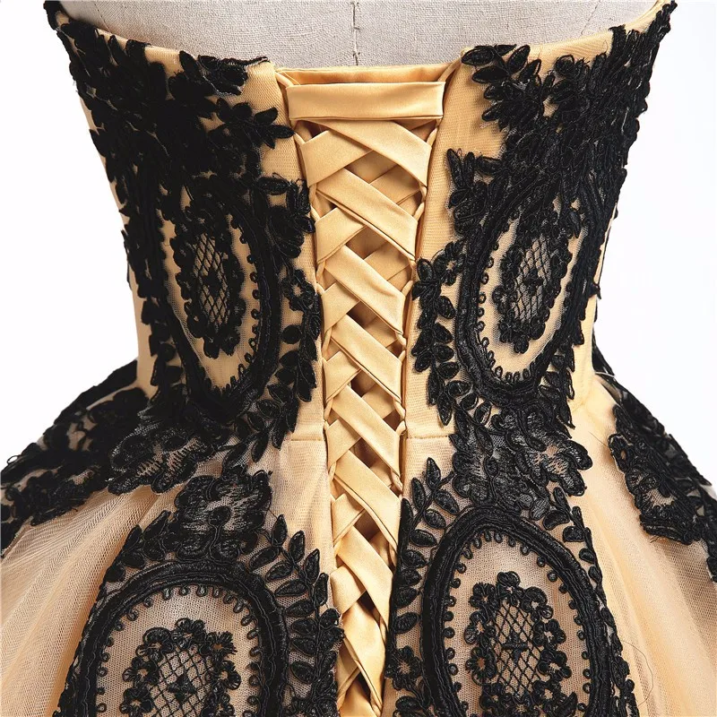 Винтажные Готические свадебные платья 2019 черное цвета шампанского милое