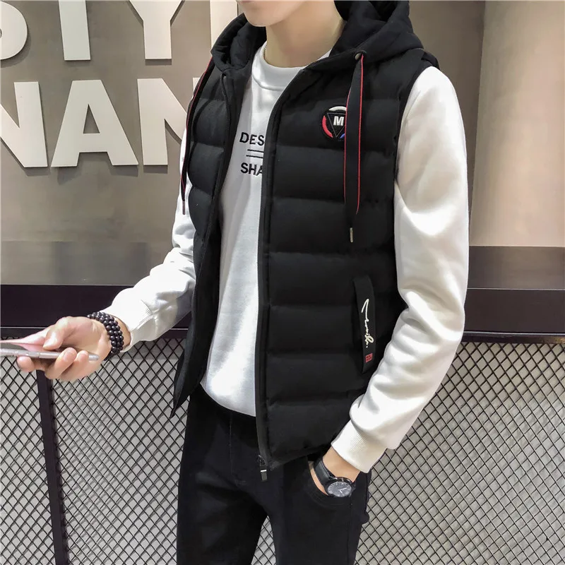 Anbican модный красный зимний жилет для мужчин с капюшоном ветровка пуховик теплый