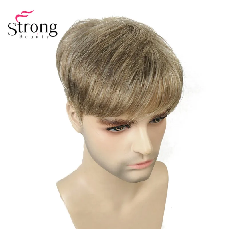 StrongBeauty Мужская парика-накладка синтетические волосы короткие волосы для наращивания волос