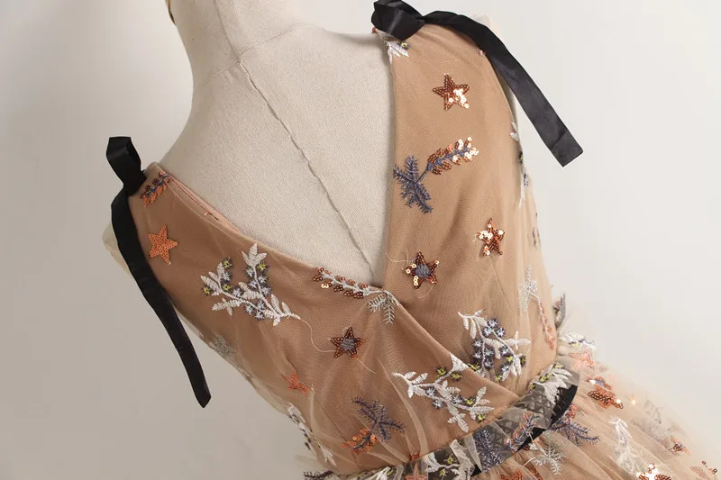 Young Gee Runway SP дизайнерское летнее платье женские элегантные кружевные платья миди с цветочной вышивкой и блестками