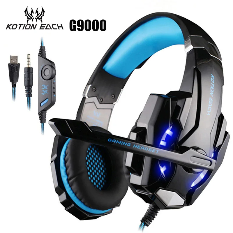 G9000 Blue KOTION каждая серия игровая гарнитура G2000/G2100/G2200/G4000/G9000 глубокий бас стерео наушники с микрофоном 2,2 м проводные наушники для ПК - Цвет: G9000 Blue