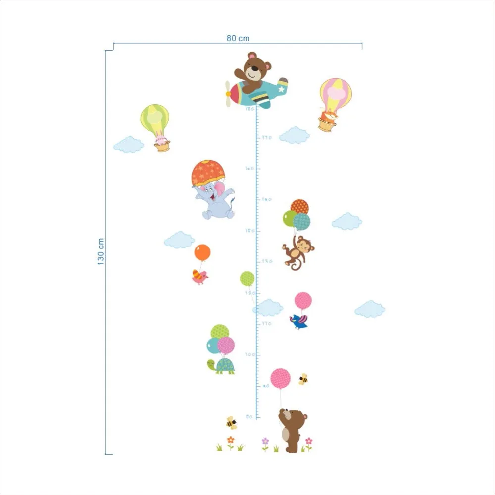 % Животные медведь обезьяна воздушный шар измерение высоты настенные наклейки