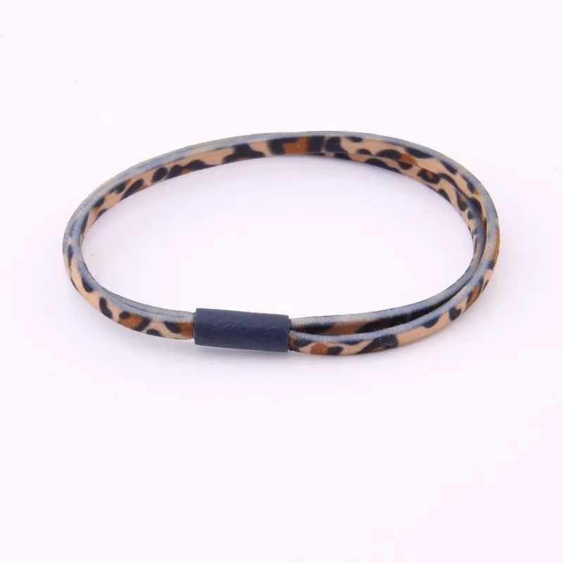 blue leopard Новейшая резинка для волос для женщин, высокая эластичность, Леопардовый принт, эластичные резинки для волос из двух частей, веревка для волос для девочек, плоская резинка - Цвет: blue leopard