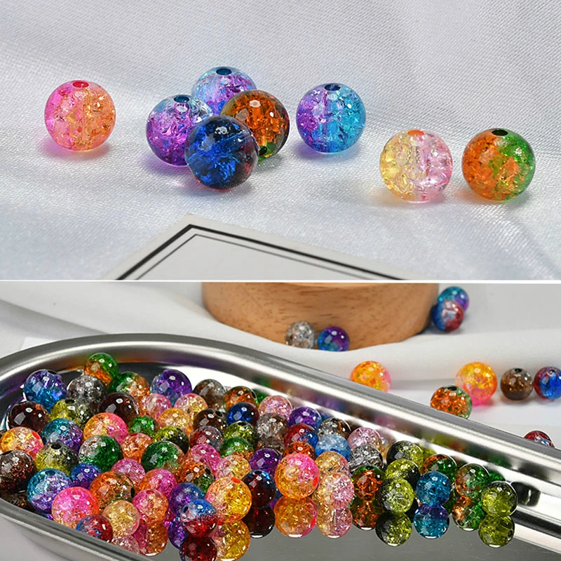 Двухцветные ледяные трещины перфорированные бусины ручной работы для взрослых