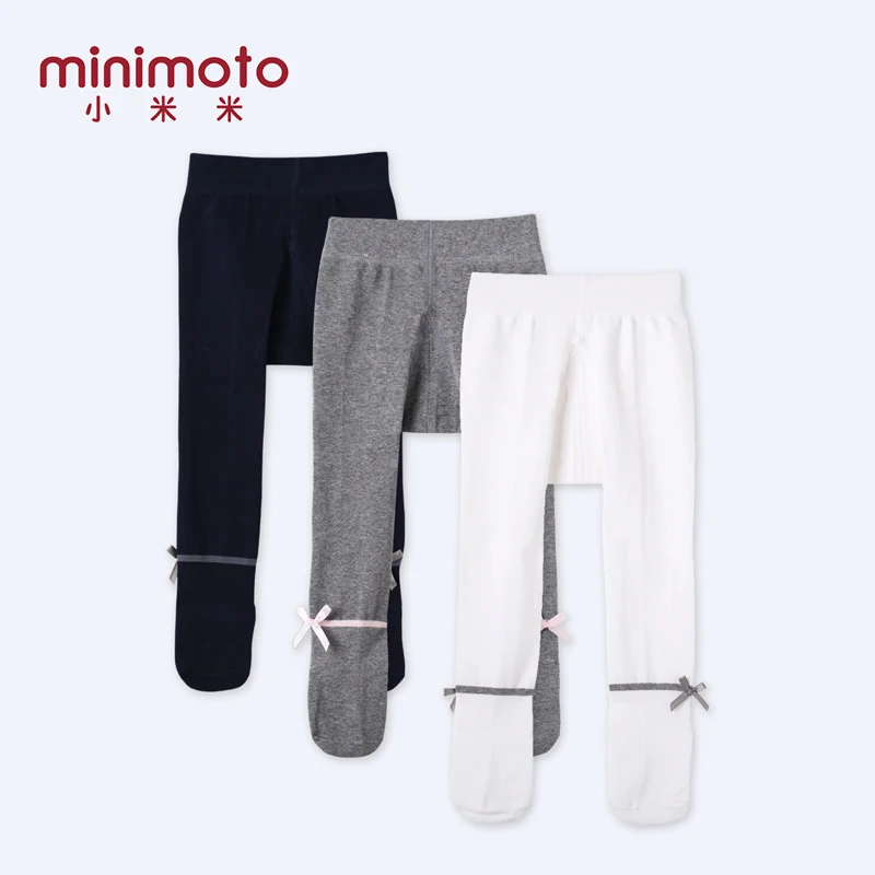 Minimoto/Детские колготки плотные из хлопка для новорожденных теплые чулки с бантом