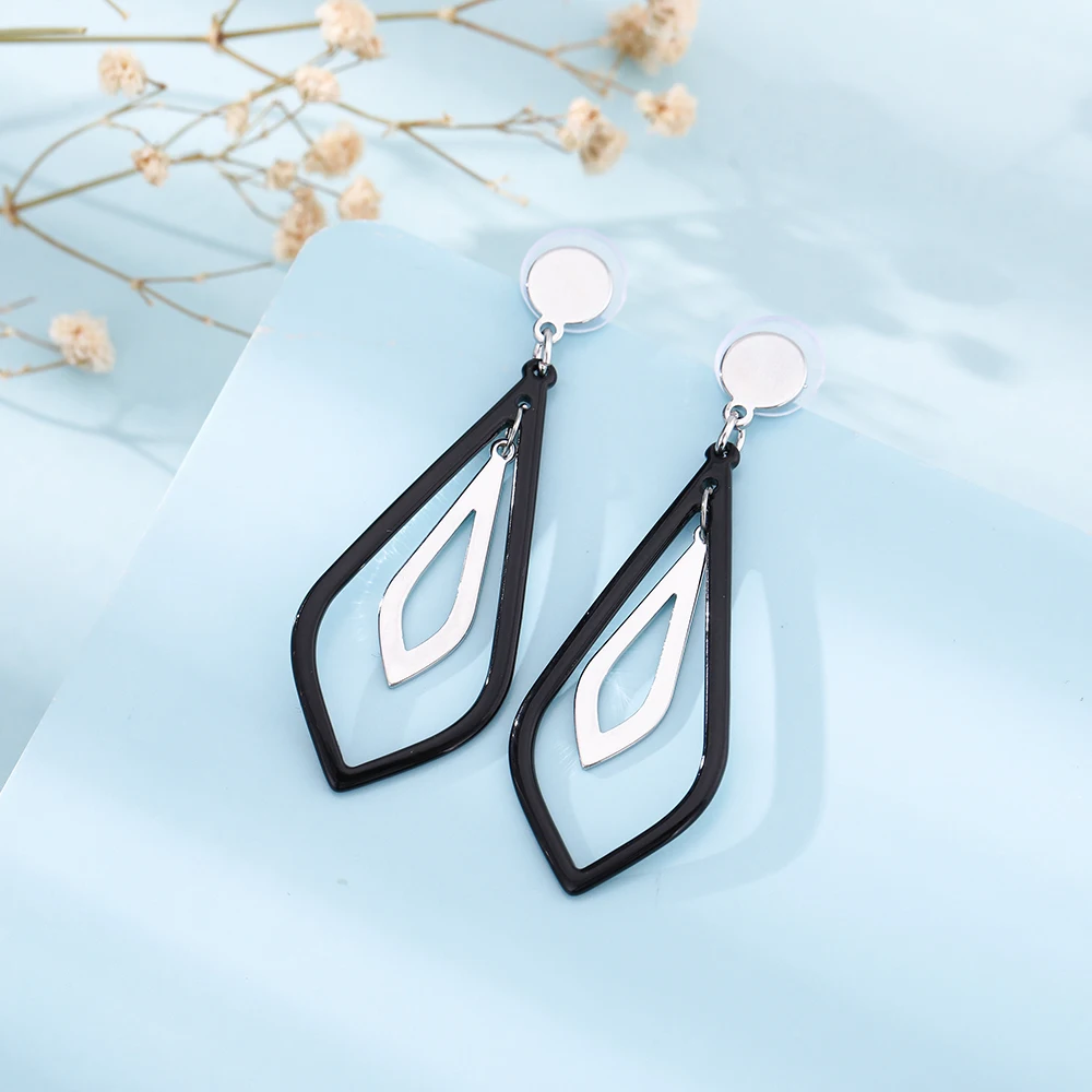 EUEAVAN 5 Pairs Double Rhombus Long Drop Dangle Earrings Geometric Jewelry For Women Trendy Bohemian Black Golden/Rhodium Color | Украшения
