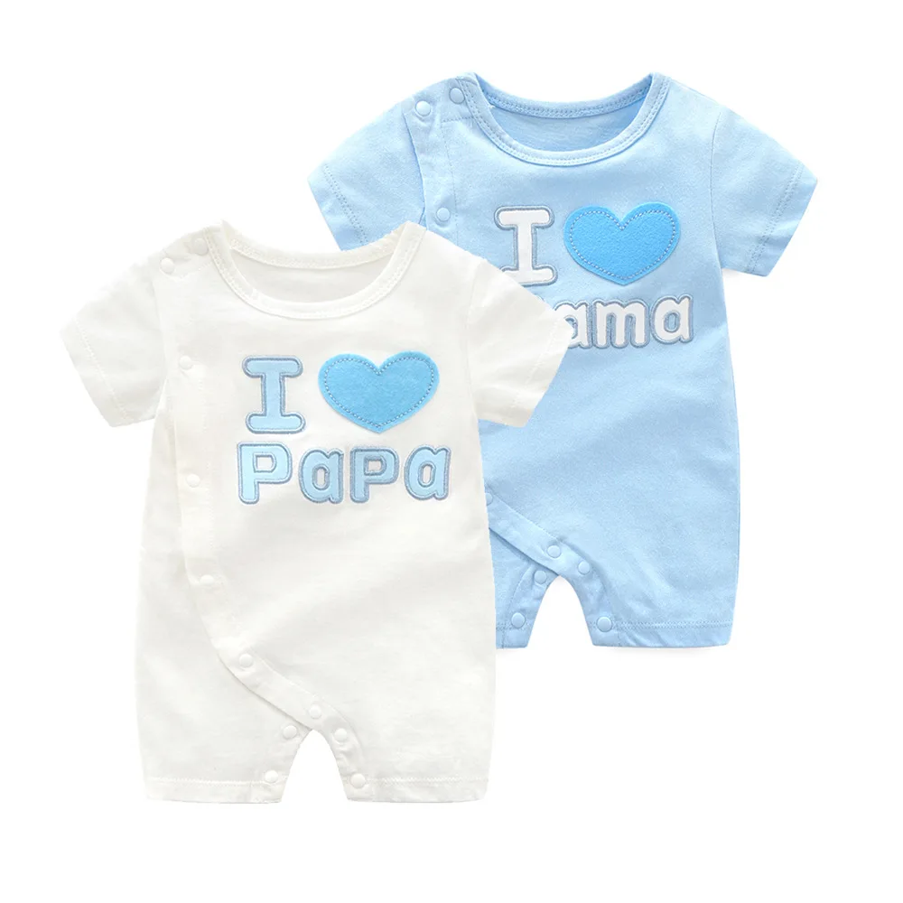 Короткий комбинезон с надписью I LOVE MAMA PAPA для маленьких мальчиков 1 предмет