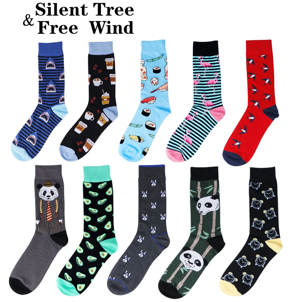 

Funky Men's Novelty Long Socks Hip Hop Men Sushi Pizza Cake Dachshund Bulldog Coffee Pineapple Fruit Food Animal Cartoon Sock