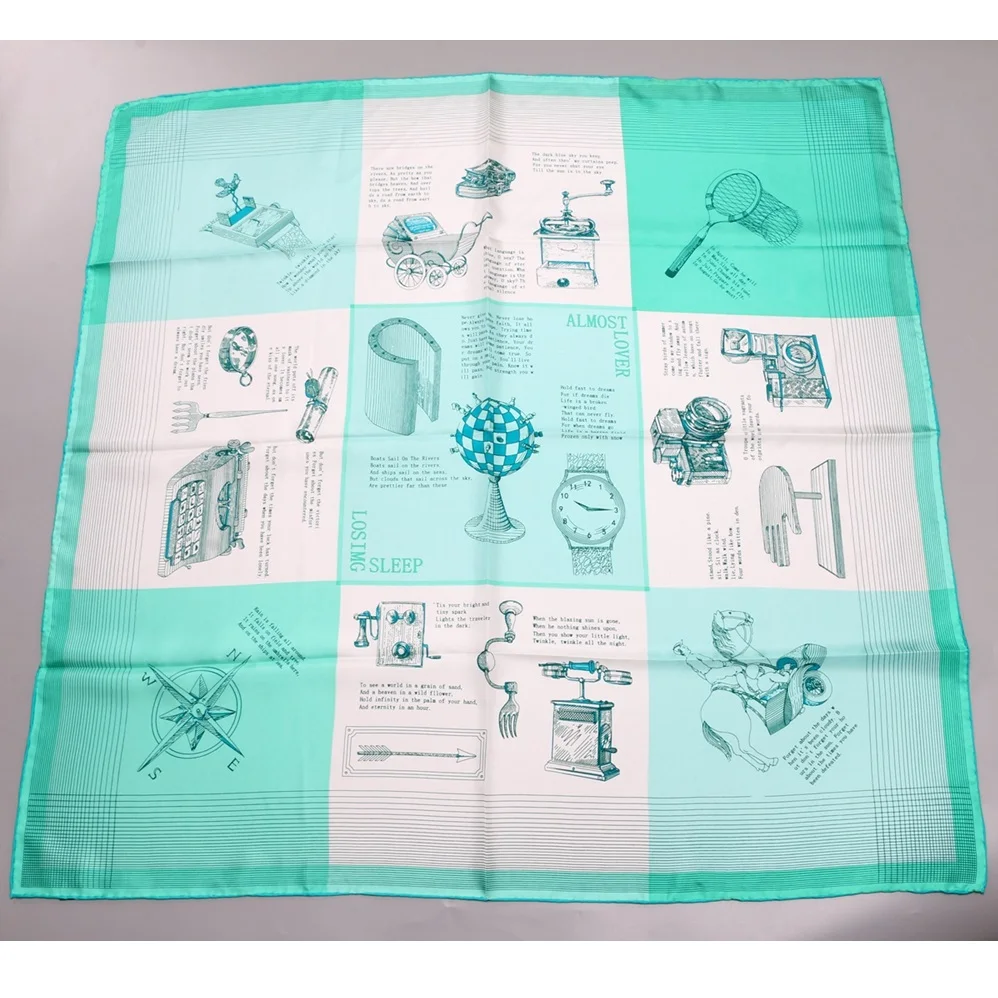

Fashion Print Women Large Square Head Scarves for Hair Wrapping 100% Twill Silk Scarf Shawl Foulard Wraps 88x88cm