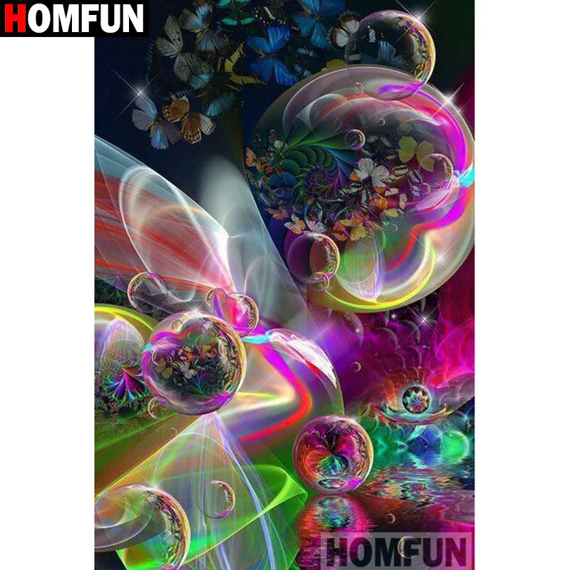 Алмазная живопись HOMFUN A15974 картина бабочка-пузырь с полными квадратными/круглыми