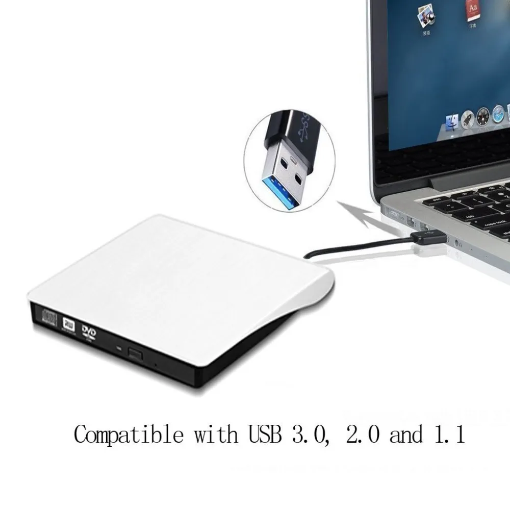 Внешний USB 3 0 высокоскоростной DL DVD RW ГОРЕЛКА для записи компакт дисков тонкий