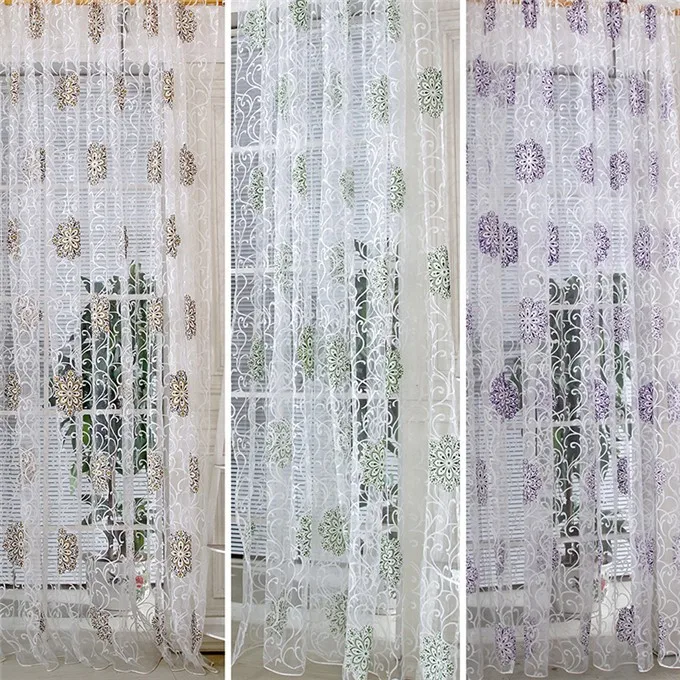 3 цвета, 95 см x 200 см, комнатный Цветочный Тюль, занавеска для окна, драпировка, панель, наклейка, шарф, творожные подзоры, занавески s