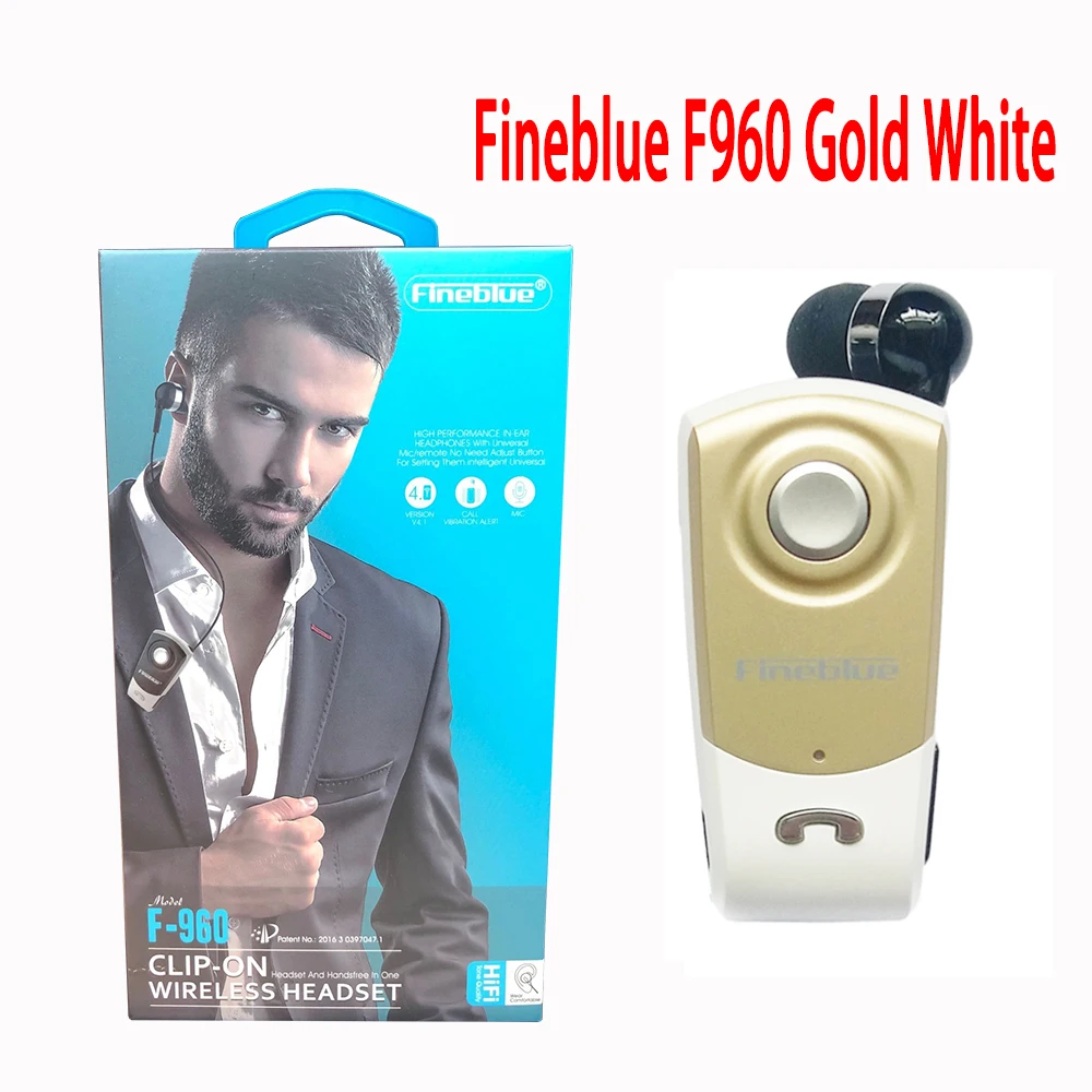 Original Box Gold W Fineblue F960 Мини Bluetooth наушники беспроводные наушники-вкладыши громкой связи с микрофоном гарнитура звонки напоминают вибрацию износ пульт на прищепке - Цвет: Original Box Gold W