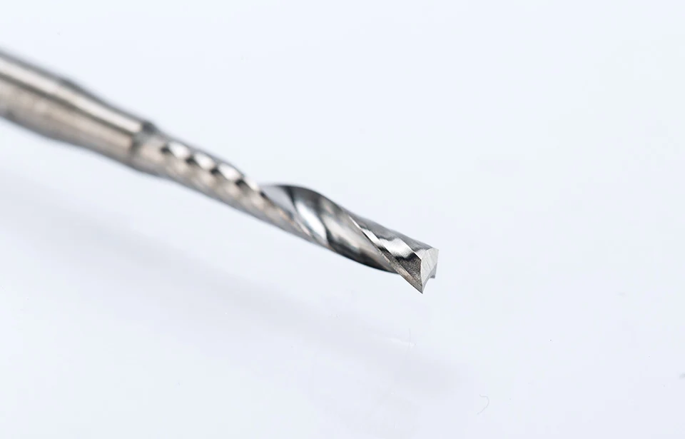HUHAO 1PC 3.175mm Single Flute Spiral router bits CNC end mill For MDF Tungsten Carbide Milling Cutter tugster steel cnc tools