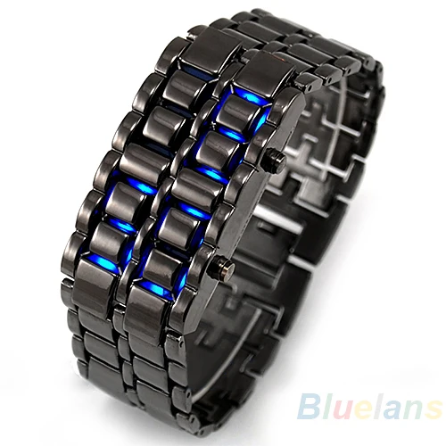 

2020 Newest Stainless Steel Bracelet Watch Men Women Lava Iron Samurai Metal LED Faceless Digital Wristwatches relogio masculino