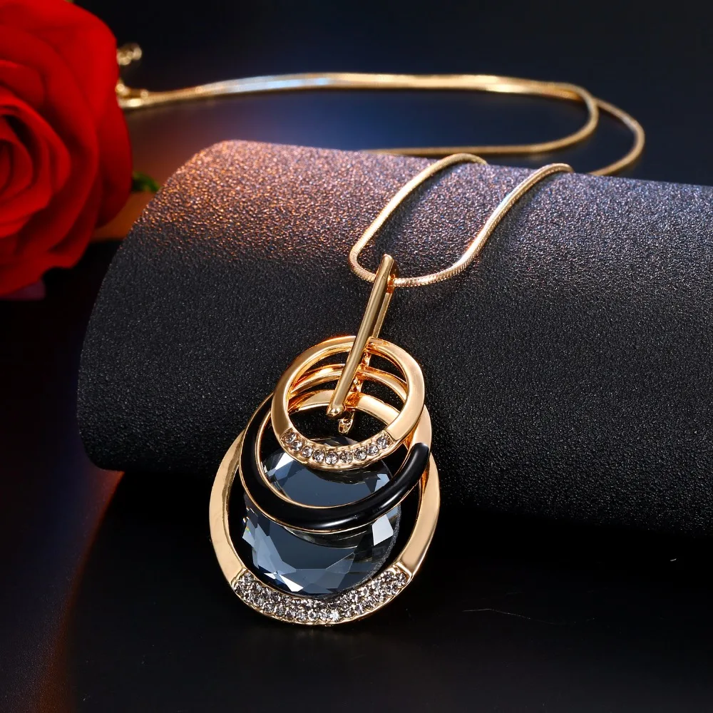 Женское колье FAMSHIN Длинные ожерелья и подвески для женщин круглое массивное