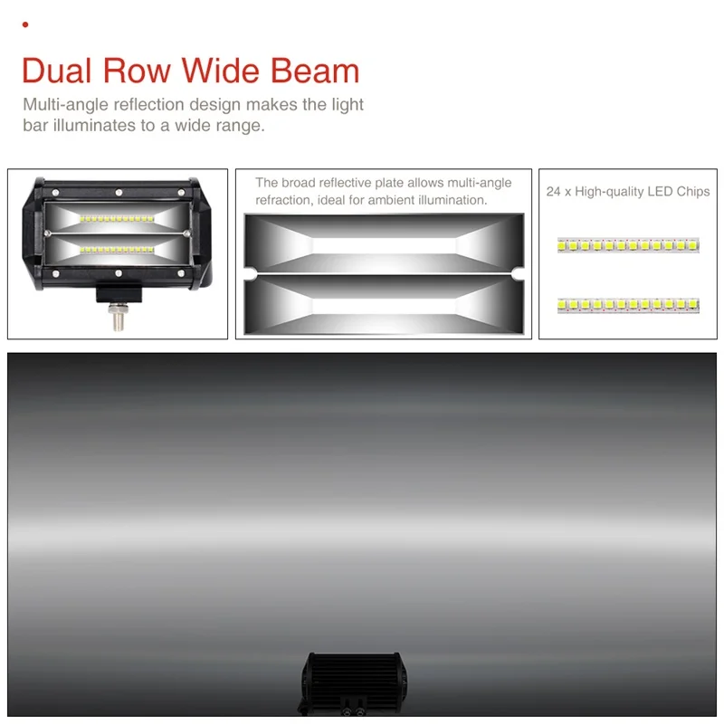 2 шт. внедорожник 72 Вт 5 дюймов Светодиодная панель рабочего света широкий