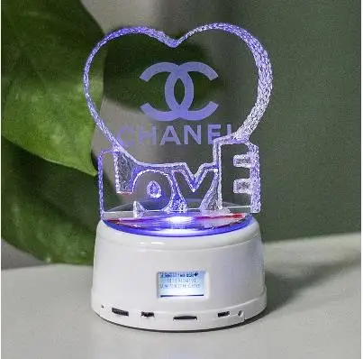 LOVE white base Персональный светодиодный ночной Светильник для фото, деревянная основа, кристальная фотография, MP3 музыкальный поворотный дисплей, Bluetooth лампа, RGB пульт дистанционного управления для подарка - Испускаемый цвет: LOVE white base