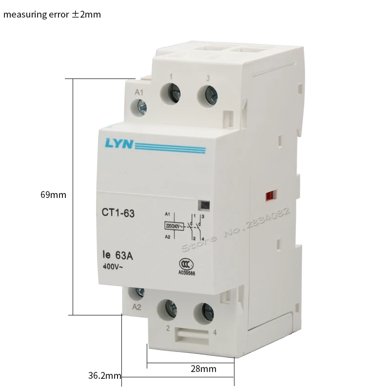 Контактор переменного тока 2P 63 А бытовой контактор 24 в 110 В 220 240 400 ~ 2NO 2NC 1NO1NC Гц 35 мм