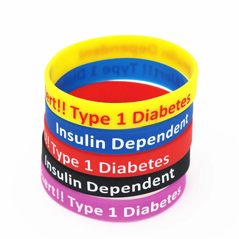 

1PC Diabetic Bracelets Medical Alert Type 1 Diabetes Insulin Dependent Silicone Wristband Armband Nurse Bangles Gits SH043