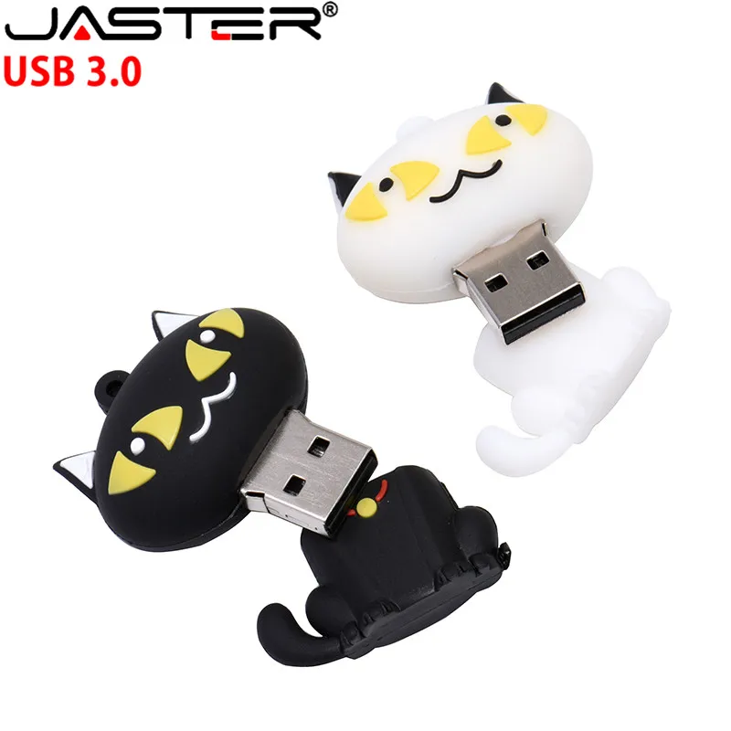 JASTER USB 3,0 мультфильм милый Кот USB флеш-накопитель 4 ГБ/8 ГБ/16 ГБ/32 ГБ/64 Гб силикагель подарок ручка-накопитель реальная емкость USB флешка