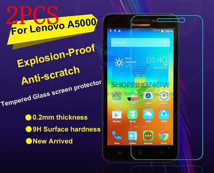 2 шт. Оригинальное закаленное стекло для Lenovo A5000 Защитная пленка экрана