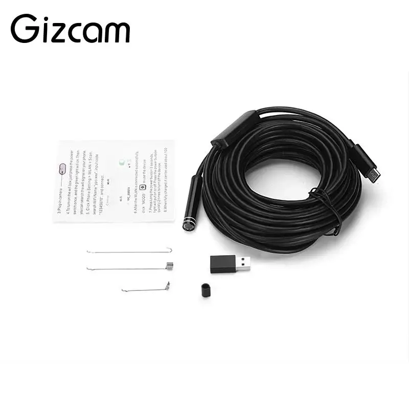 Gizcam мини 8 мм 2MP 8LED 1 м Android USB Type C эндоскоп Водонепроницаемый Бороскоп трубка Змея