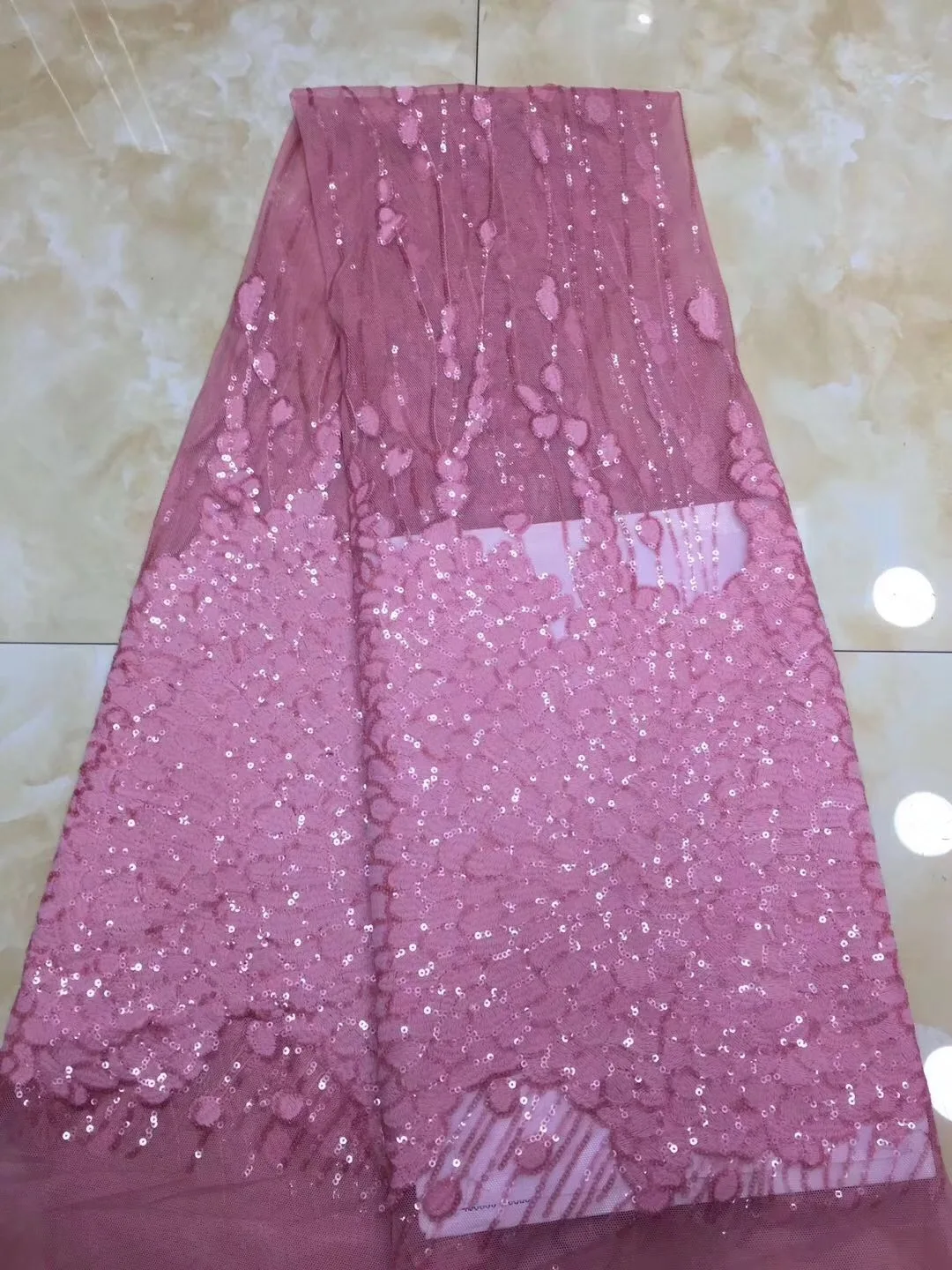 Sequins Embroidered African Guipure French lace fabric for wedding High quality mesh tulle nigerian D252 | Дом и сад