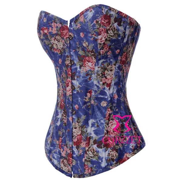 Новый сексуальный синий/черный/розовый Джинсовый корсет для женщин