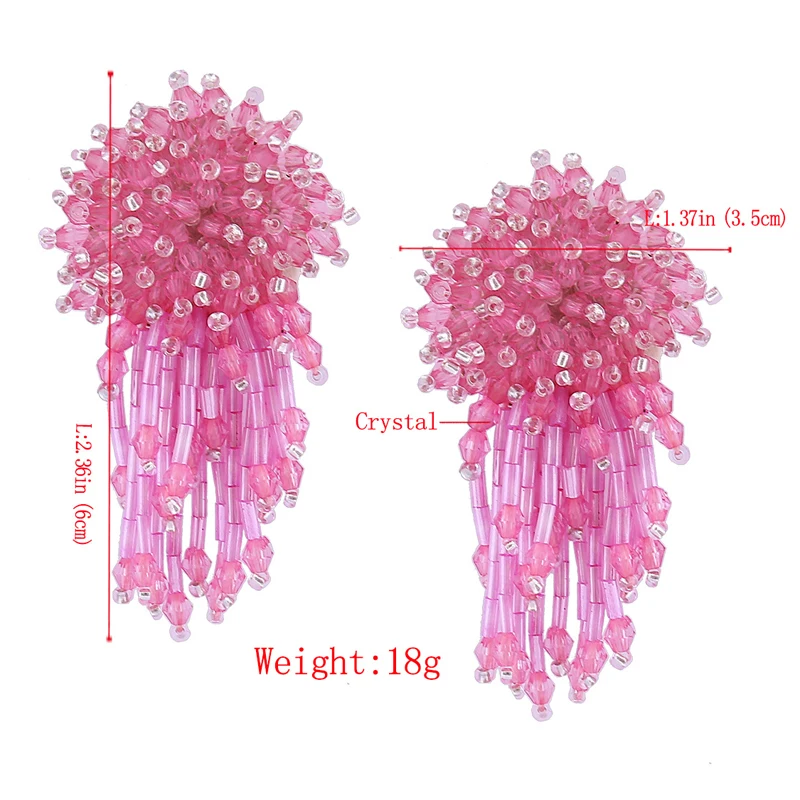 

2020 Vintage Crystal Earring For Women Statement Jewelry Girls Handmade Beads Boho Tassels Fringe Earrings brincos