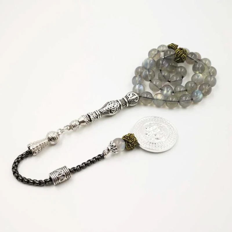 Лунный камень Tasbih мусульманский ценный подарок Лабрадорит tesbih Бог кулон мусульманские четки мусульманские украшения Йога 8 марта ювелирные изделия подарок