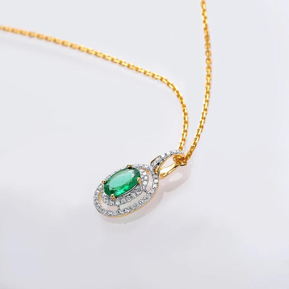 Caimao 0.85ct 5x7 мм овальной формы, натуральный изумрудно-14 K желтого цвета и из белого золота с бриллиантами кулон для помолвки