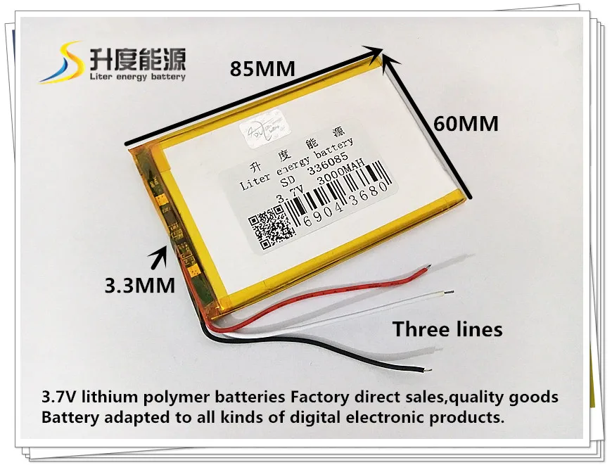 3 line3.7V 3000mAH 336085 литий ионный полимерный/литий аккумулятор для планшетов ПК
