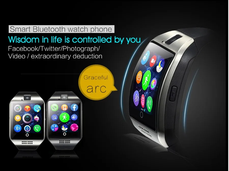 Bluetooth Смарт-часы для мужчин Q18 камера Facebook Whatsapp Twitter Синхронизация SMS Smartwatch поддержка SIM TF карта для IOS Android телефон A1