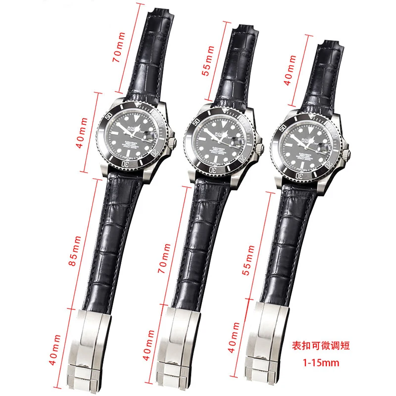 Watch accessories For Rolex leather watch strap with men's water ghost watch series 20mm ladies sports strap folding buckle
