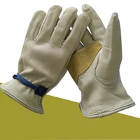 free shipping two pairs of genuine cow grain leather protecting gloves with comfortable elastic cuff high temperature insulated