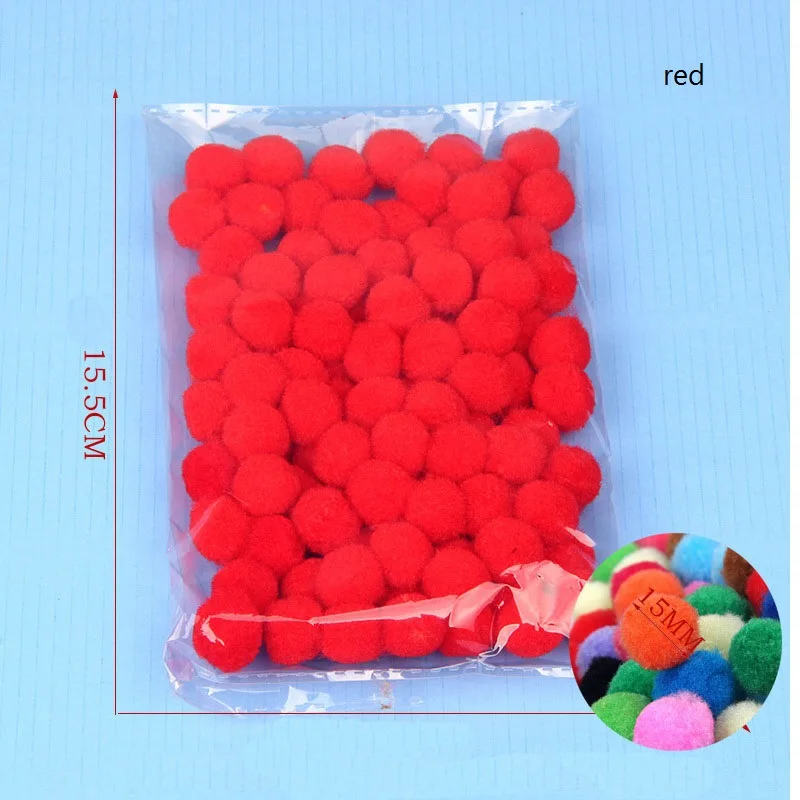 red 100 шт. 15 мм с бубоном, меховые плюшевыми бубонами для домашнего декора цветы интеллект Обучающие промыслы игрушка «Сделай Сам аксессуары венки одежды 8 - Цвет: red