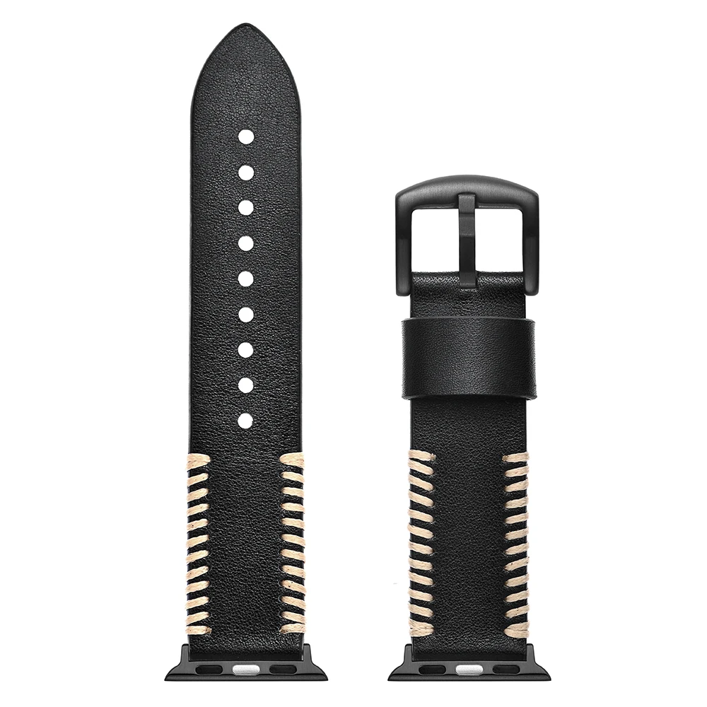 Ремешок ZLIMSN из коровьей кожи для наручных часов черный коричневый браслет Apple Watch