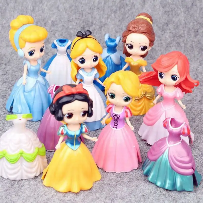 12 шт./лот Белоснежка Золушка Алиса волшебное платье с зажимом ПВХ экшн фигурки