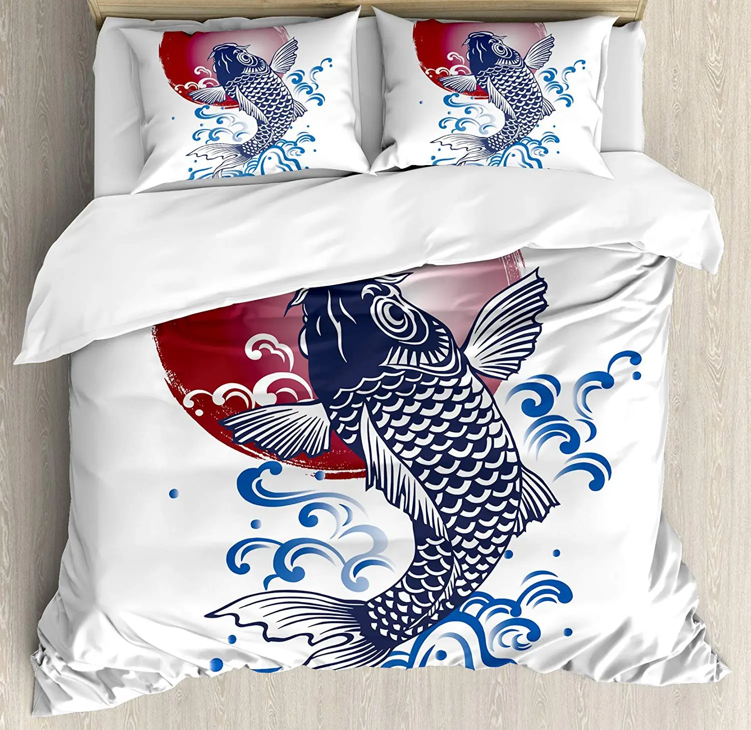 Декоративный набор пододеяльников с изображением морских животных украшенный