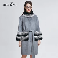 zirunking women fashion woolen with real rabbit fur coats lady fur high quality parka female natural fur clothing zc1806