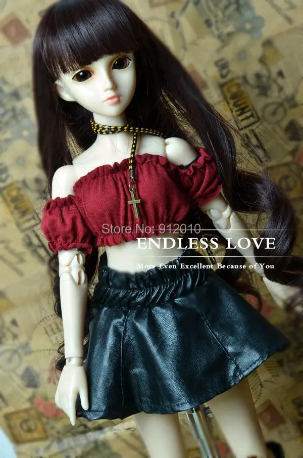 BJD девушка мода черная кожаная юбка для 1/6, 1/4, 1/3, SD16 BJD девушка Кукла Одежда CW42