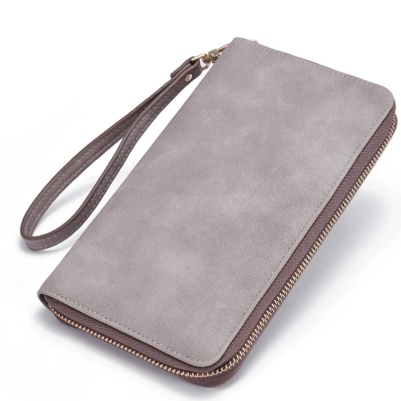 Women Wallets Fashion Leather Wallet Leisure Luxury Brand Clutch Ladies Bag Long Purses Card Holder Organizer Billeteras Mujer - Цвет: grey