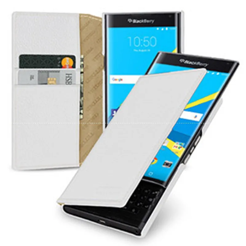 Белый Премиум чехол для телефона с бумажником для BlackBerry Priv, чехол высшего класса из натуральной кожи, защитная сумка-чехол для BlackBerry Priv - Цвет: Белый