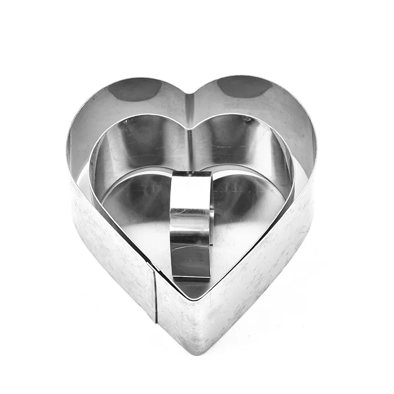 C heart shape Мусс кольцо 3D Сердце цветок формы для торта нержавеющая сталь формы для выпечки Кухня десерт украшения торта инструменты с коробкой - Цвет: C heart shape