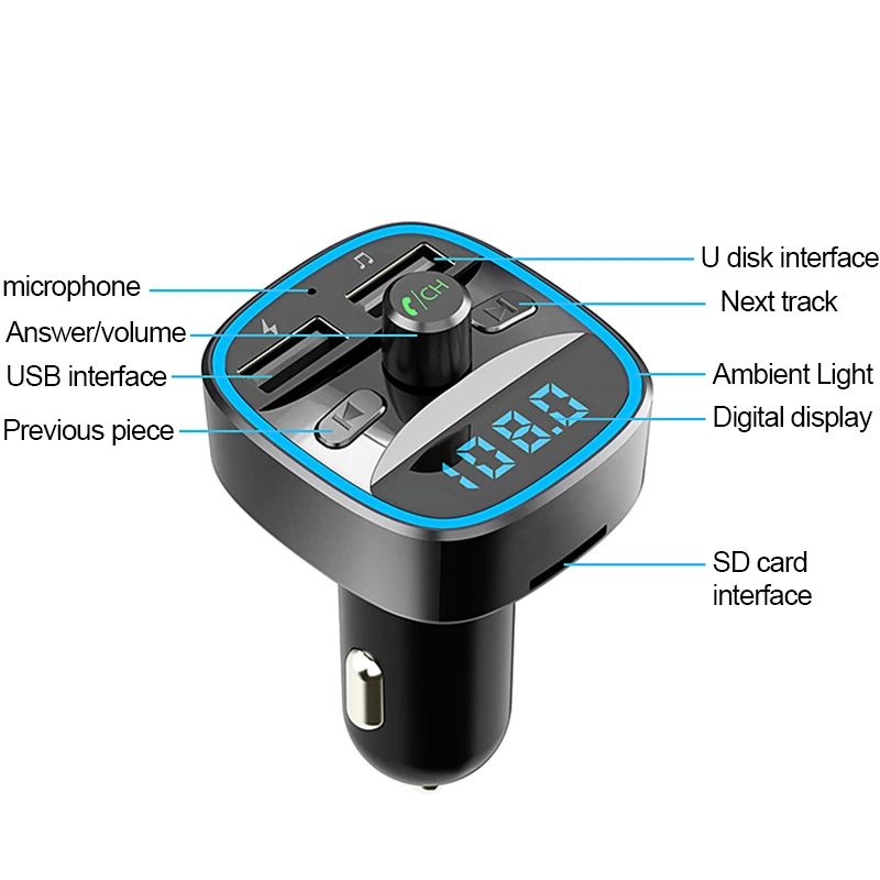 Двойное USB быстрое зарядное устройство Автомобильный mp3 плеер Bluetooth FM модулятор передатчик аудио автомобильный музыкальный дисплей Громкая связь вызов авто аксессуары